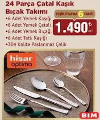 HİSAR OPTİMA 24 PARÇA ÇATAL KAŞIK BIÇAK TAKIMI